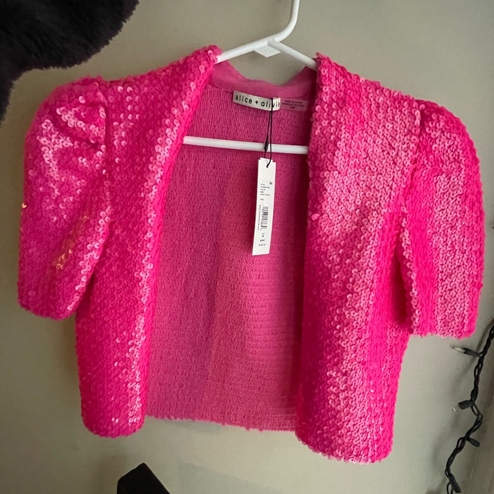 Alice + Olivia ‘Sherryl Sequin Jacket’ in French Rose size medium - Picture 6 of 7